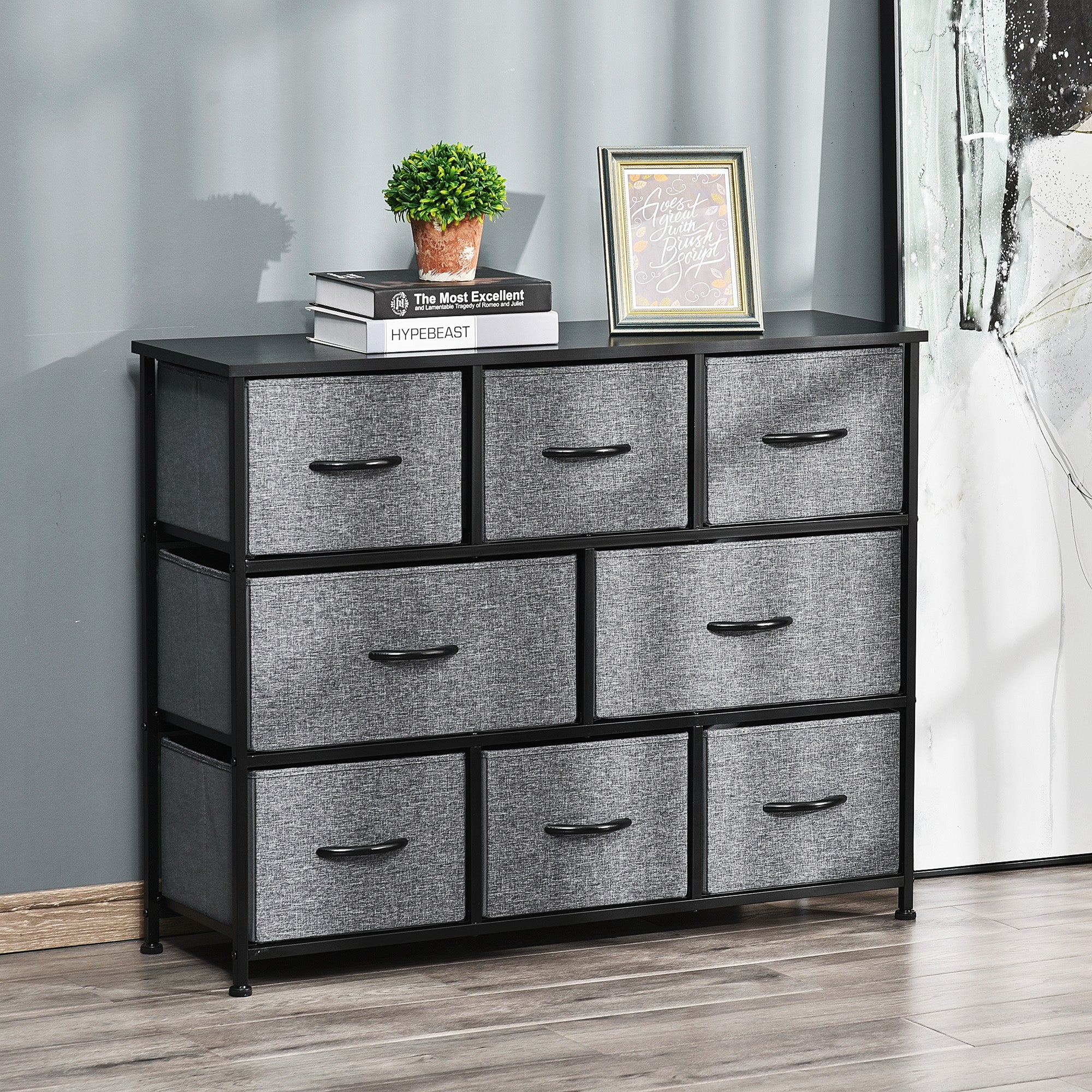 8-Bin Dresser Storage Tower Cabinet Organizer Unit, Easy Pull Fabric Bins with Metal Frame for Living Room Storage Cabinets   at Gallery Canada