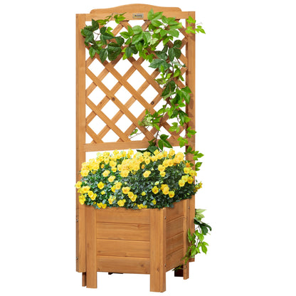 Wood Planter with Trellis, Raised Garden Bed to Grow Vegetables, Herbs, and Flowers for Backyard, Patio, Deck Wooden Planter Boxes Brown  at Gallery Canada