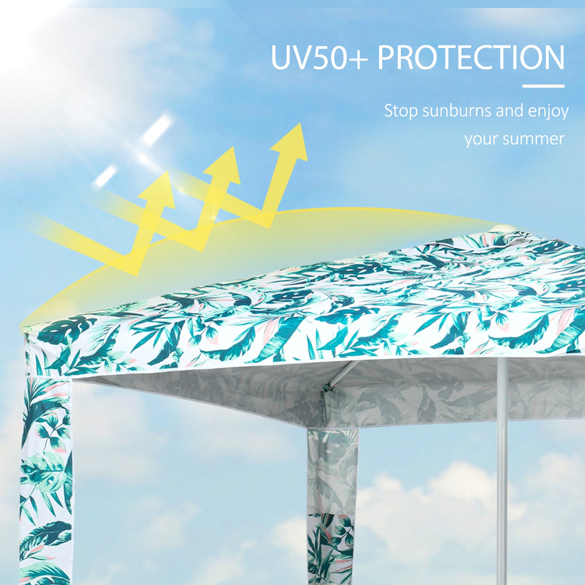Beach Umbrella, 6.5' Easy-Assembly Sun-Shade Shelter with Sandbags and Carry Bag, Cool UV50+, Green Beach Umbrellas at Gallery Canada