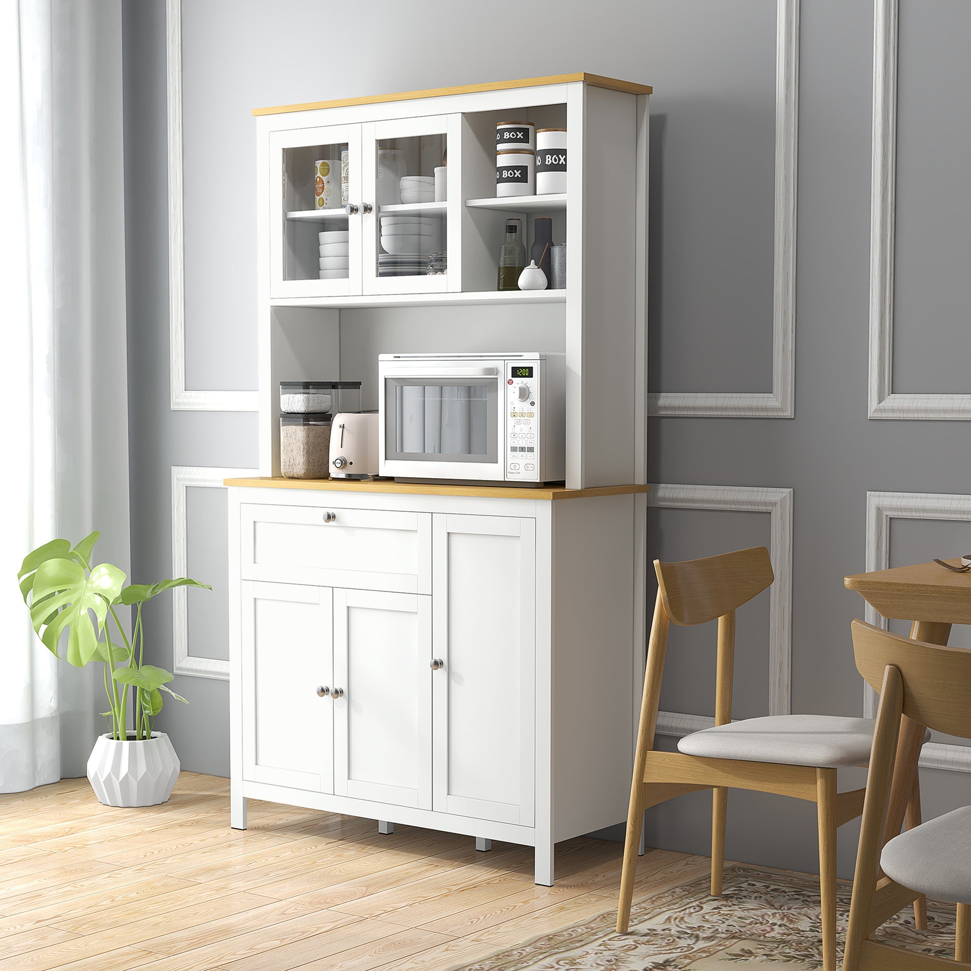 5-Door Kitchen Pantry Cabinet, Freestanding Storage Cabinet Cupboard with Adjustable Shelves, 71" Kitchen Pantry Cabinets   at Gallery Canada