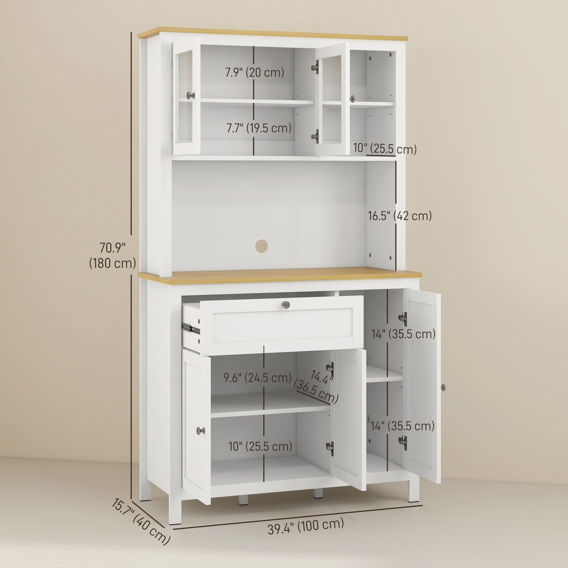 5-Door Kitchen Pantry Cabinet, Freestanding Storage Cabinet Cupboard with Adjustable Shelves, 71" Kitchen Pantry Cabinets   at Gallery Canada