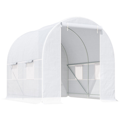 8.2x6.6x6.6ft Walk-in Tunnel Greenhouse Portable Garden Plant Growing Warm House with Door and Ventilation Window, White