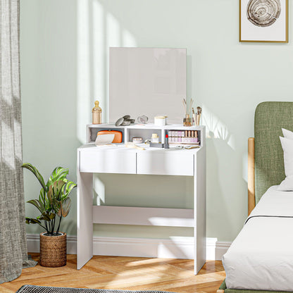 Makeup Vanity Desk with Mirror, for Bedroom, Modern Dressing Table with Drawers, Compartments, White Dressing & Vanity Tables White  at Gallery Canada