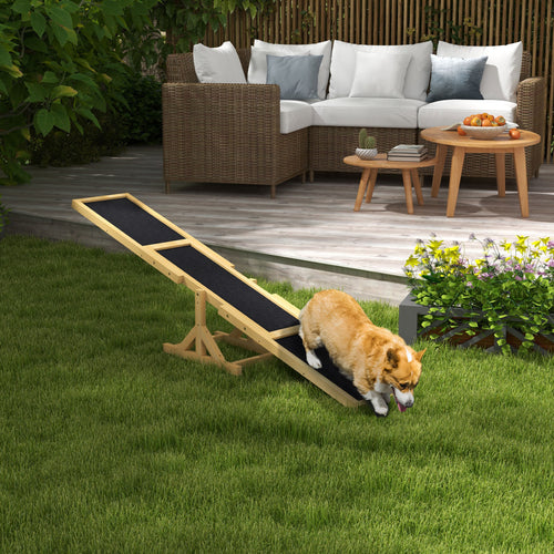 Wood Pet Seesaw, Dog Agility Training Equipment for Obedience Training, Weather Resistant, Yellow
