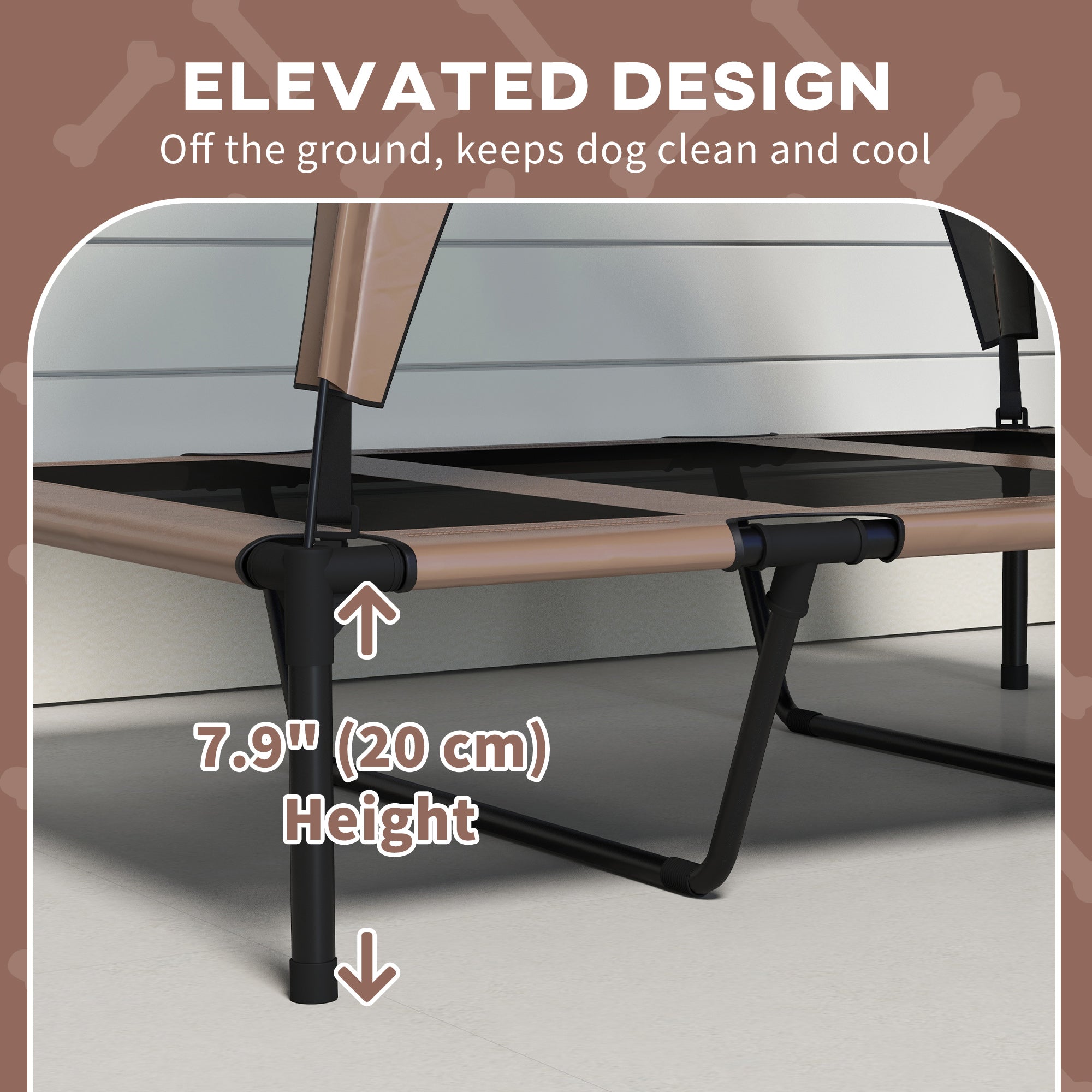 Raised Dog Bed Cooling Dog Cot w/ Canopy Washable Breathable Mesh, for Large Dogs, Coffee Elevated Dog Beds at Gallery Canada