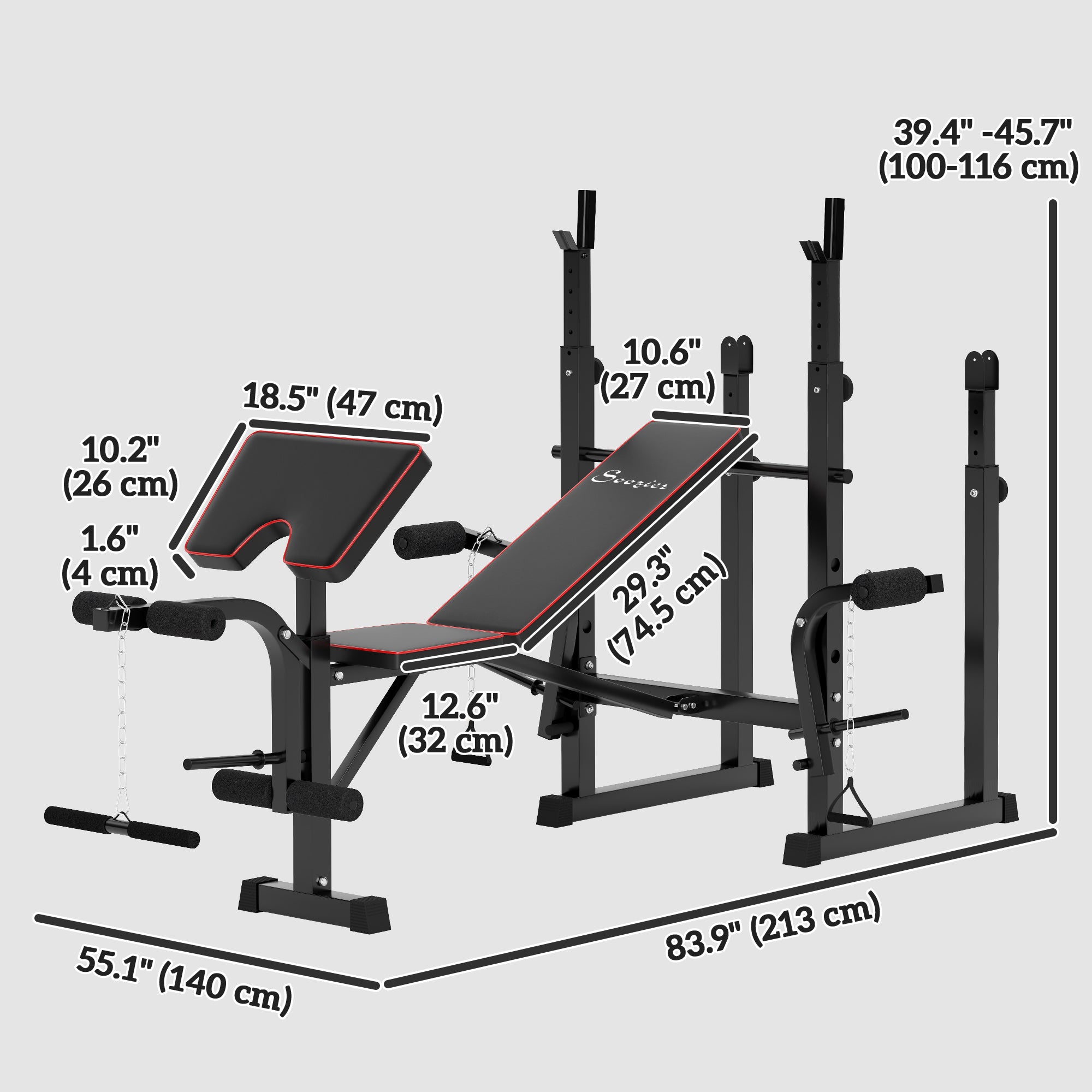 Weight Bench with Barbell Rack, Preacher Curl Bench, Leg Curl Machine for Home Weight Lifting Strength Training Weight Benches at Gallery Canada