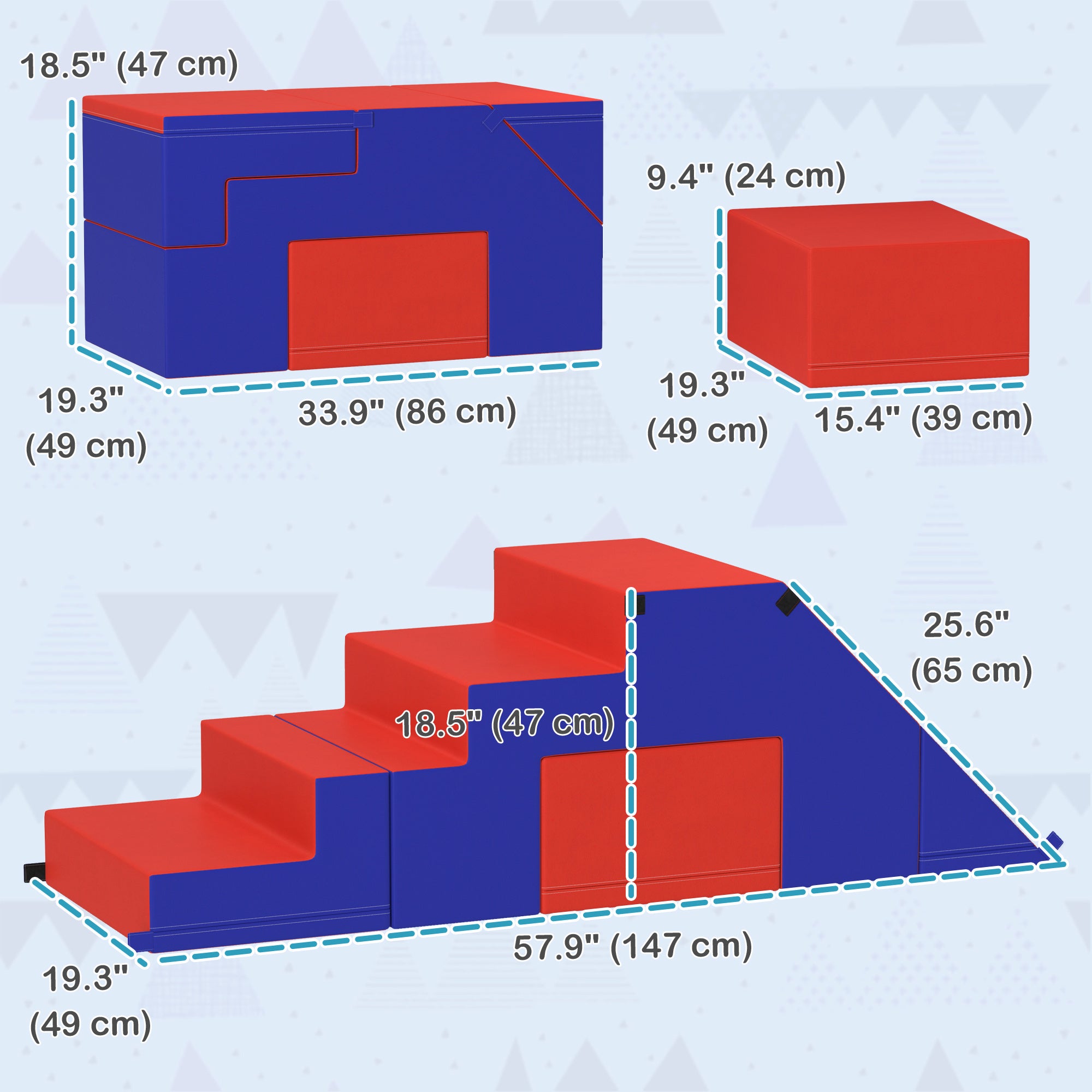 2-Piece Soft Play Kids Foam Play Se for Crawl and Climb, Dark Blue Baby Gym & Playmats at Gallery Canada