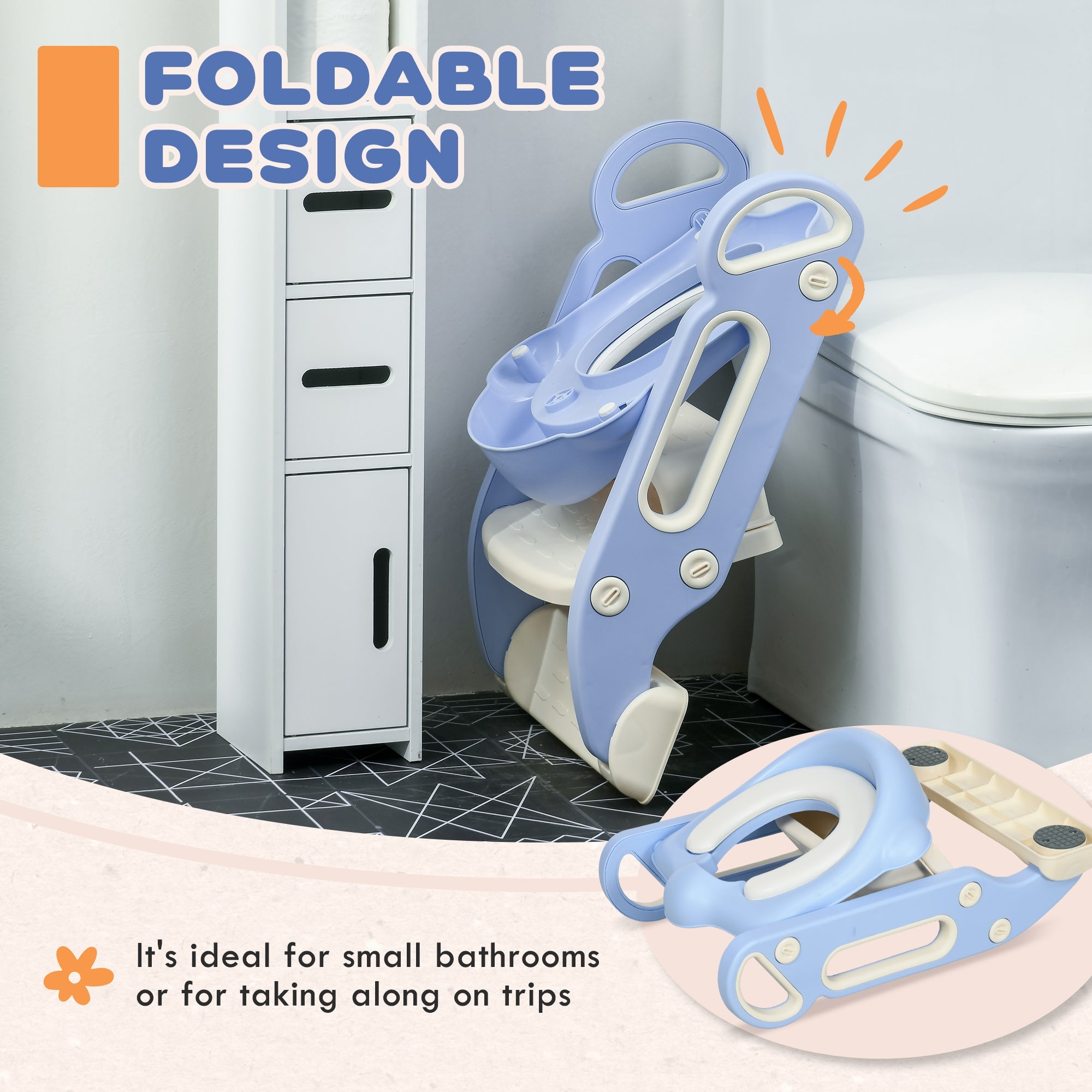 Children's Potty Training Seat with Ladder, Cushion, Handles, Splash Guard, Blue Toddler & Kids Step Stools   at Gallery Canada