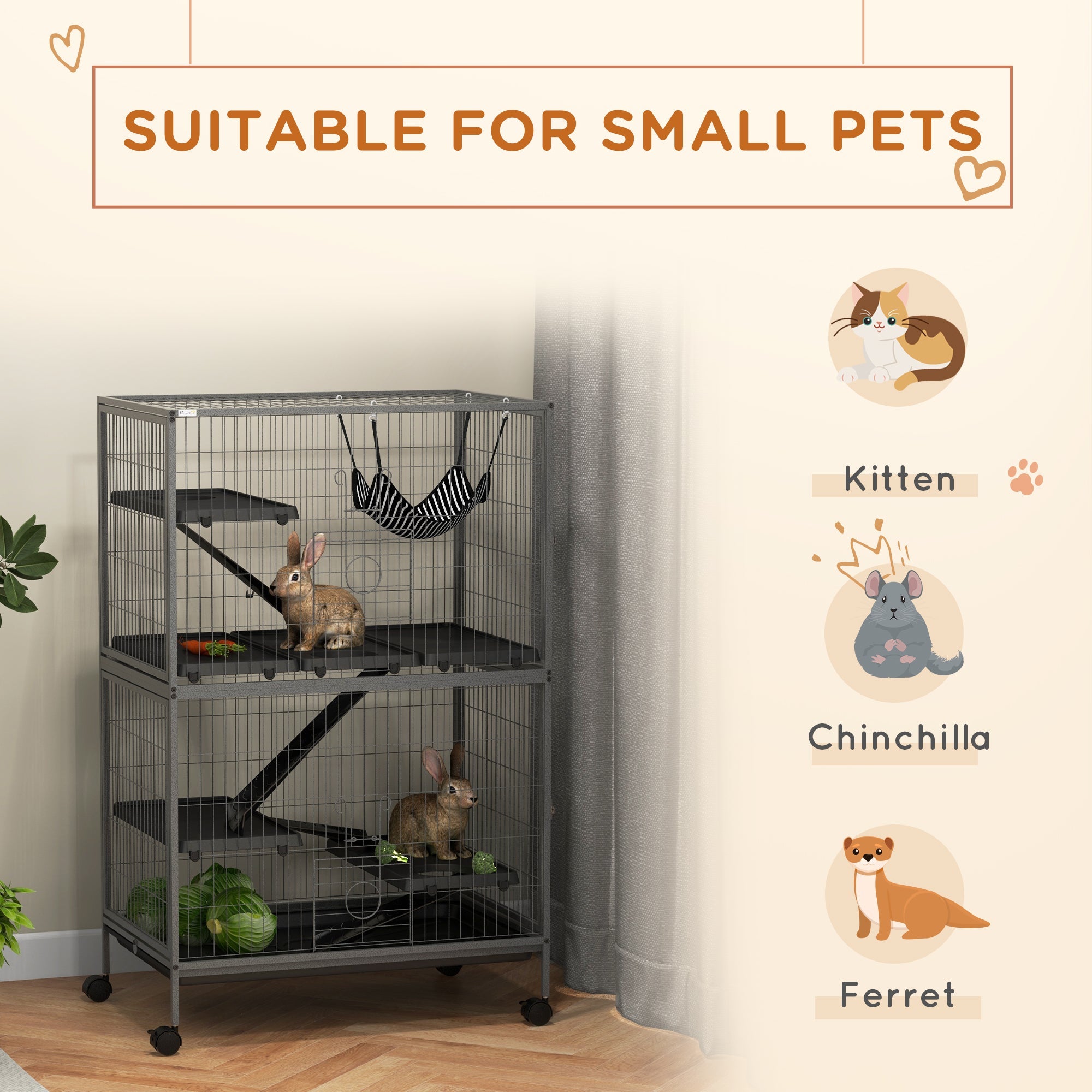 5-Tier Rolling Small Animal Cage, Deluxe Guinea Pig Cage, Ferret Cage for Mink Chinchilla Kitten Rabbit Grey Houses & Habitats   at Gallery Canada