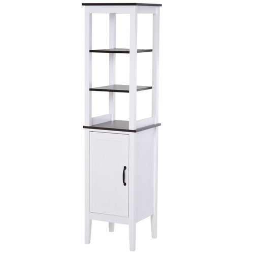 Tall Bathroom Cabinet Cupboard Storage Unit White Freestanding Shower Shelves