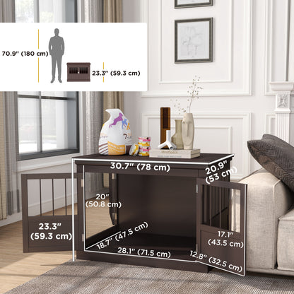 31" Dog Crate Furniture End Table with Three Doors for Small Dogs, Coffee Houses, Kennels & Pens   at Gallery Canada