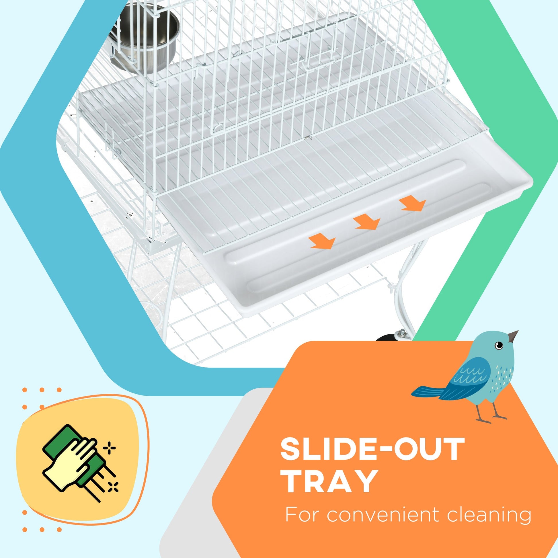 Play Open Top Bird Cage 60" Parrot Cage for Cockatiel, Sun Conure with Rolling Stand, Removable Tray, Perches, Storage Shelf White, 20.1" x 20.1" Bird Cages   at Gallery Canada