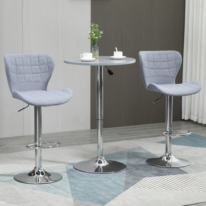 Set of 2 Counter Height Bar Stools Swivel Stool Height Adjustable Bar Chairs with Footrest for Kitchen Dining Home Pub, Grey Bar Stools   at Gallery Canada