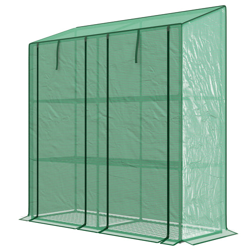Portable Mini Greenhouse Green House with 3 Tier Shelves, Reinforced PE Cover, Roll-up Doors, 56.3