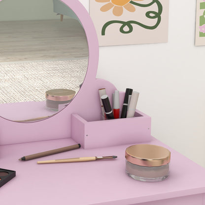 Makeup Vanity with Mirror and Stool, Cat Design, Drawer, Storage Boxes, for 3-6 Years Old, Pink Toy Vanity   at Gallery Canada