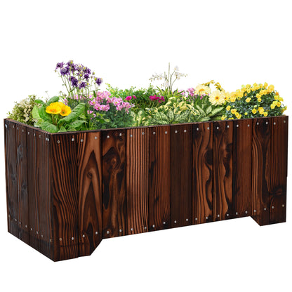 37.5"x15"x15.75" Raised Garden Bed, Wooden Planters for Outdoor Plants, Rectangle Vegetable Planter Box for Patio Deck Balcony Outdoor Gardening Wooden Planter Boxes Natural  at Gallery Canada