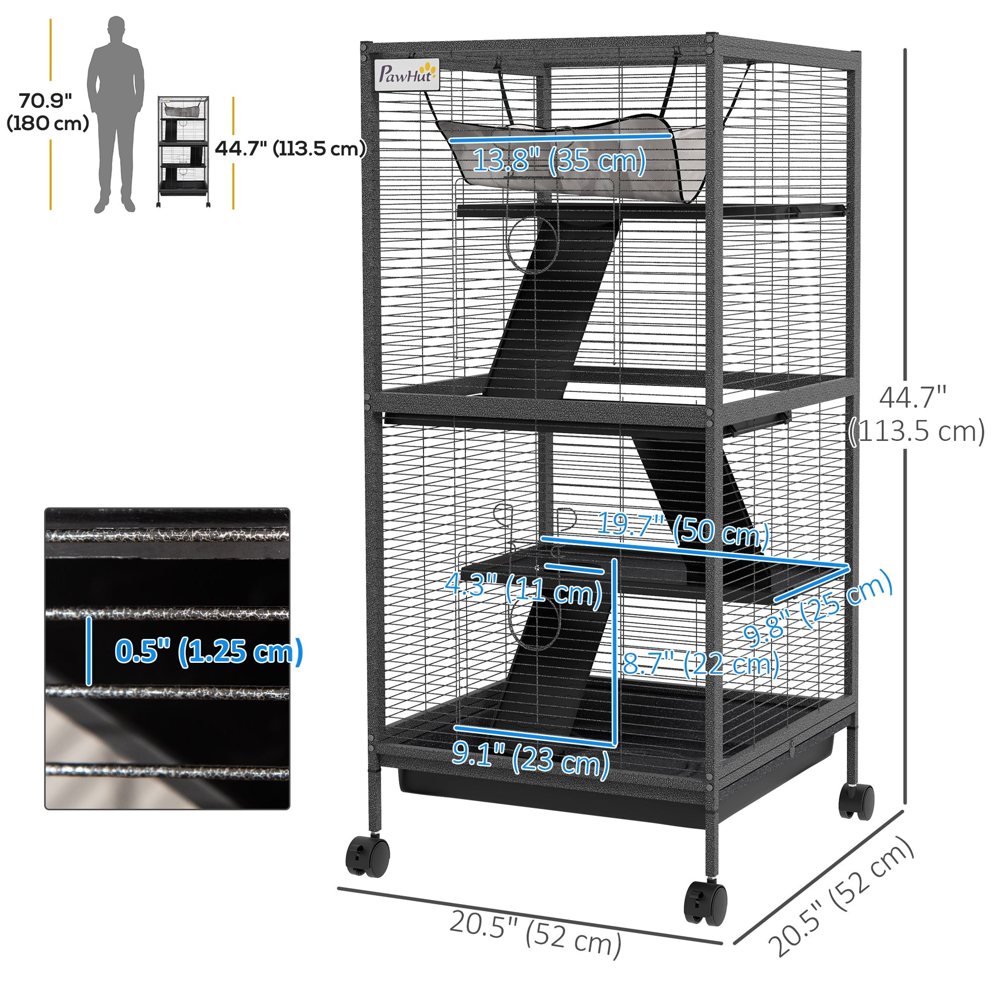 Steel Small Animal Cage for Guinea Pig, Ferret, Chinchilla, Kitten and Rabbit, Black Houses & Habitats   at Gallery Canada