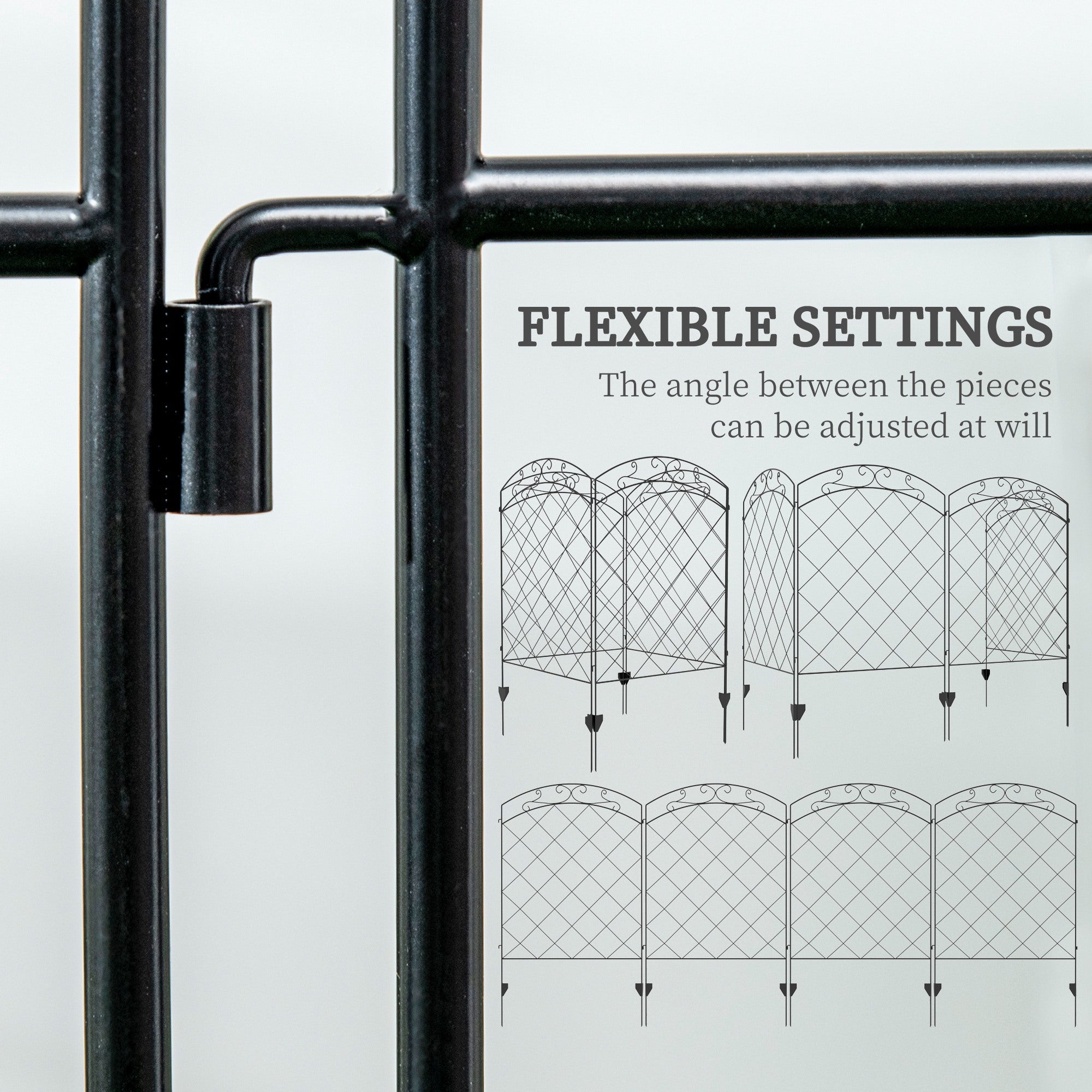 4 Pack Garden Fencing for Yard, Decorative Fence Panels as Animal Barrier and Flower Edging, Circle, Black Garden Fences at Gallery Canada
