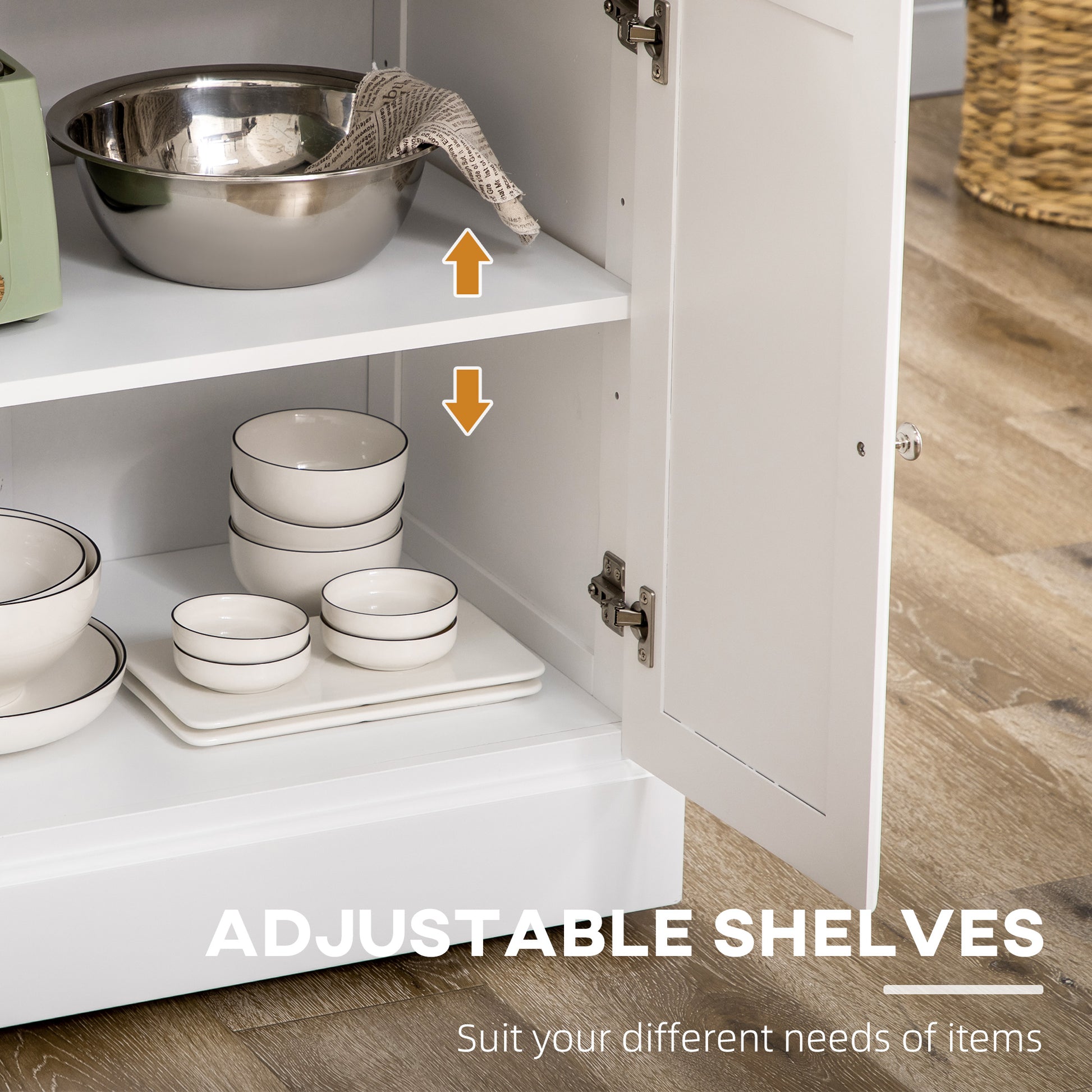 Kitchen Island with Storage Rolling Kitchen Serving Cart with Rubber Wood Top Towel Rack Storage Drawer Cabinet White Kitchen Islands & Kitchen Carts   at Gallery Canada