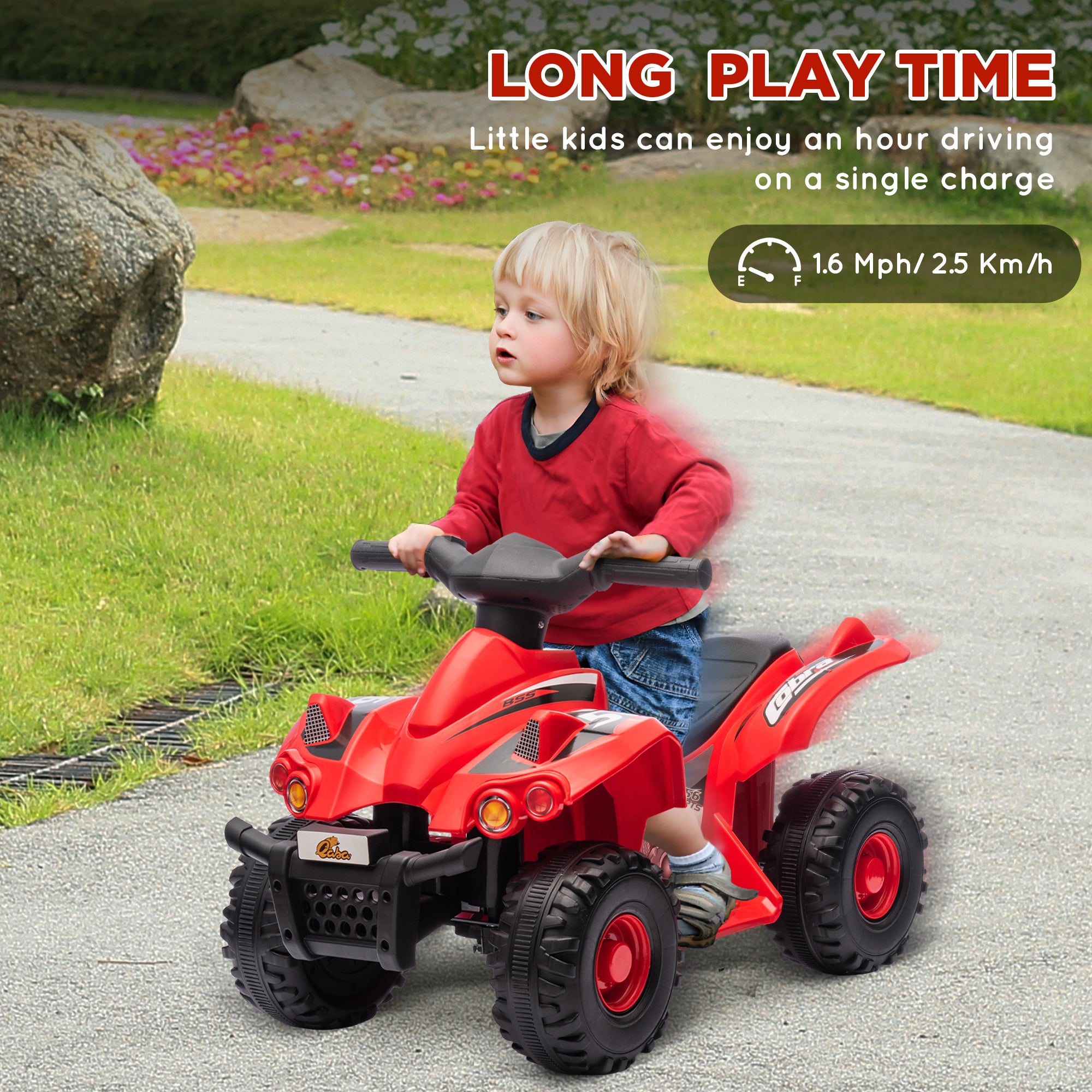 6V Kids ATV Quad w/ Music, Forward, for 2-6 Years, Red Electric Toy Cars   at Gallery Canada