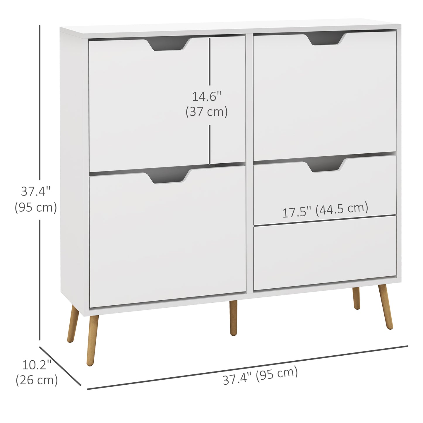 Shoe Storage Cabinet with 4 Flip Drawers and Adjustable Shelf, Shoe Cabinet for 16 Pairs of Shoes, White Shoe Storage Cabinets & Racks   at Gallery Canada