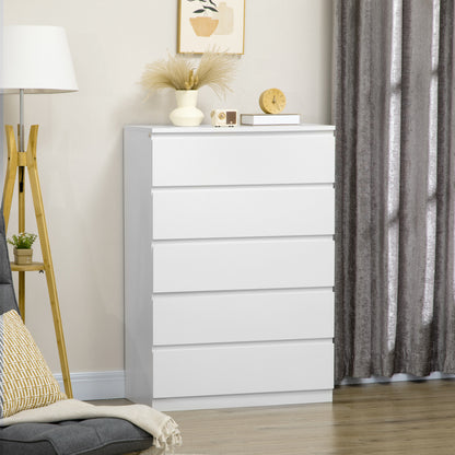 Chest of Drawers with 5 Drawers, Dresser for Bedroom, 5 Drawer Chest with Zinc Alloy Runners for Living Room Storage Cabinets White  at Gallery Canada