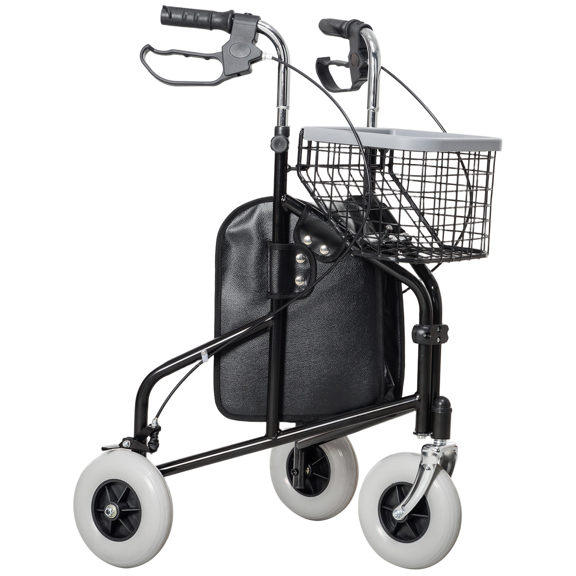 Upright Walker Up Rollator, Rolling Walker with Wheels, Storage Bag, Tray, Adjustable Handle Height, Black Knee Walker & Wheelchair Ramps   at Gallery Canada