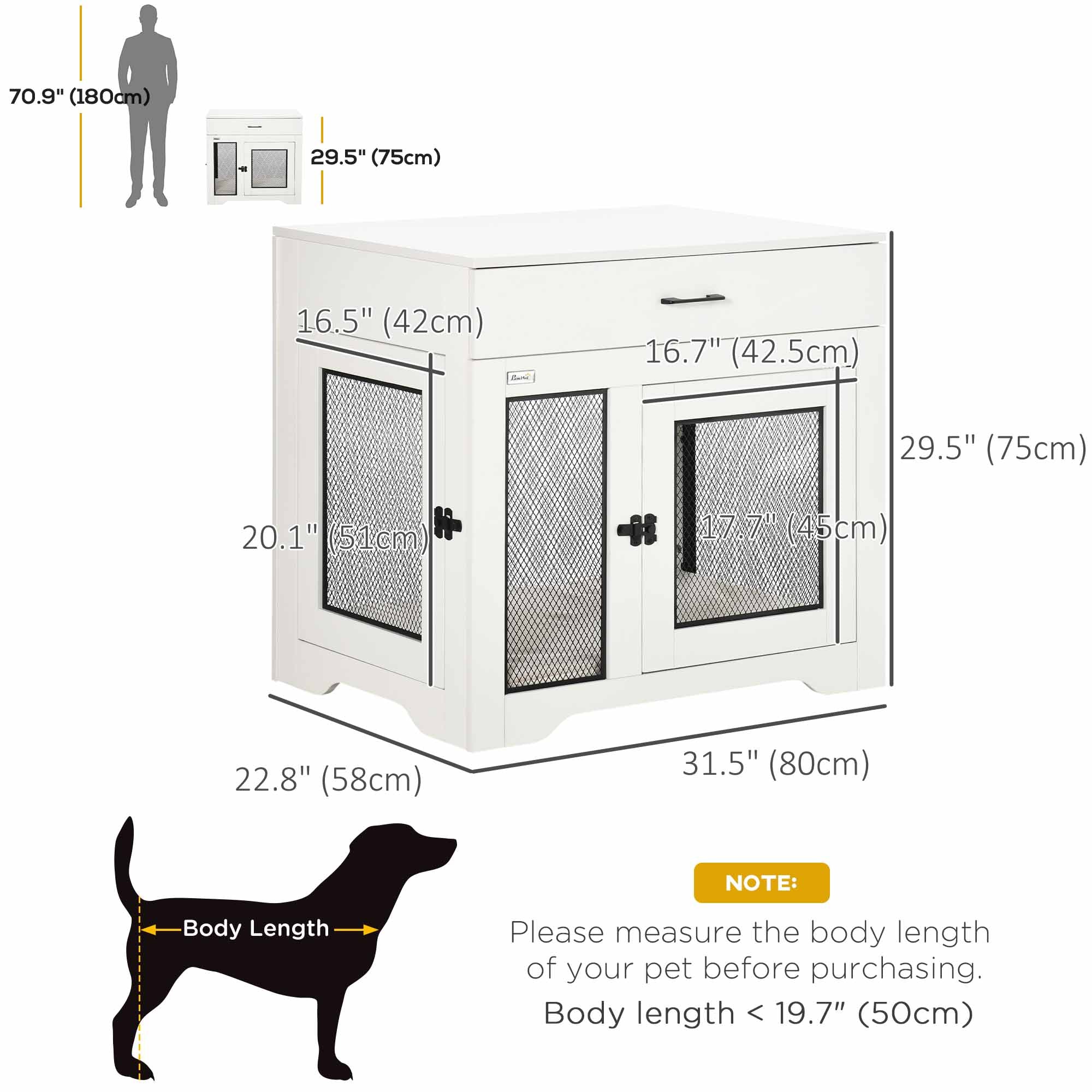 Dog Crate Furniture with Cushion, 2 Doors, Storage, Dog Kennel End Table for Small Medium Dogs, White Houses, Kennels & Pens at Gallery Canada