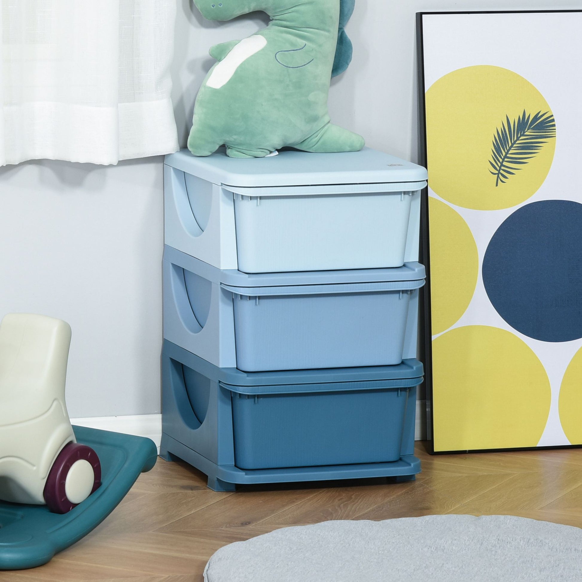 3 Tier Kids Toy Organizer and Storage Bins with 3 Plastic Drawers, Blue Baby & Kids Storage   at Gallery Canada