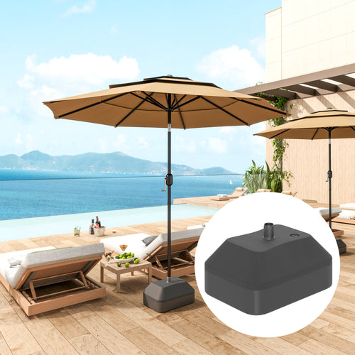 Fillable Patio Umbrella Base, Heavy Duty Outdoor Umbrella Stand Base Patio Umbrella Stand, Filled Up to 53lbs with Stand or 44lbs with Water for Deck Poolside, Black