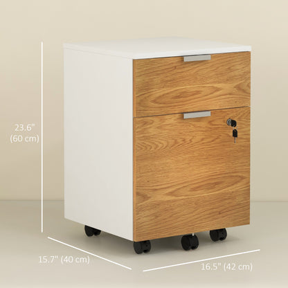 2 Drawer Small Filing Cabinet Lockable Office Storage Cabinet with Hanging Bars for A4 Letter White Nature Wood Office Cabinets & Cupboards   at Gallery Canada