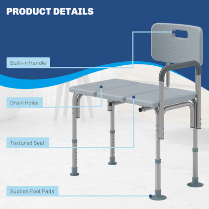 6-Level Adjustable Bath and Shower Transfer Bench Aluminum Chair with Non-Slip Feet, Armrest &; Backrest Grey Bath Chairs   at Gallery Canada