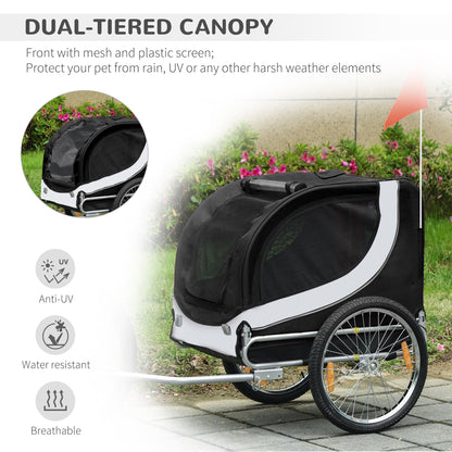 Dog Bike, Trailer Pet Cart, Bicycle Wagon, Travel Cargo, Carrier Attachment with Hitch, Foldable for Travelling, White Dog Bike Trailers & Strollers   at Gallery Canada