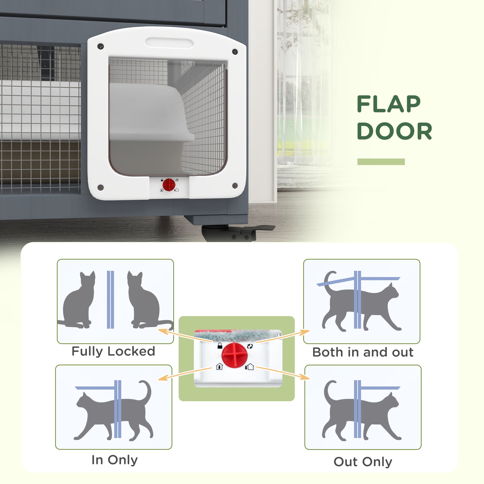 Cat Condo Wooden Indoor Cat House on Wheels with Cat Flap Door Platforms Hammock Openable Top for 2 Cats, Light Grey Outdoor Cat Enclosures at Gallery Canada