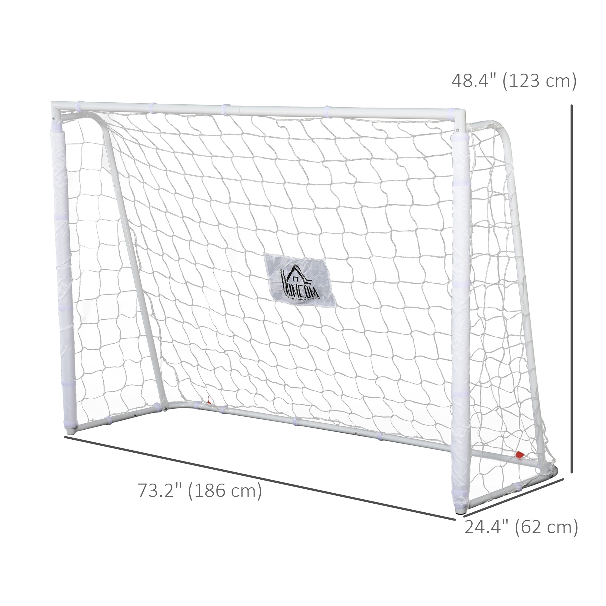 6ft x 4ft Soccer Goal Net with Metal Frame, PE Mesh, Ground Stakes, Easy Assembly, White Football   at Gallery Canada