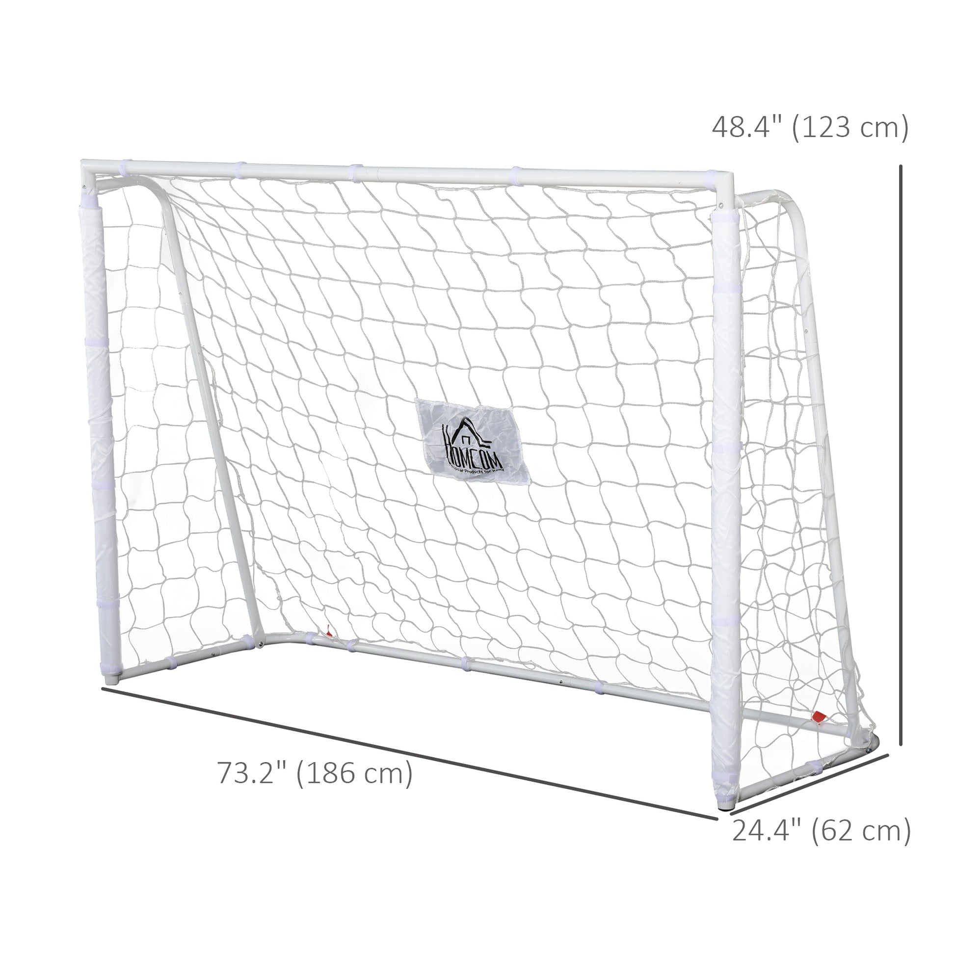 6ft x 4ft Soccer Goal Net with Metal Frame, PE Mesh, Ground Stakes, Easy Assembly, White Football   at Gallery Canada