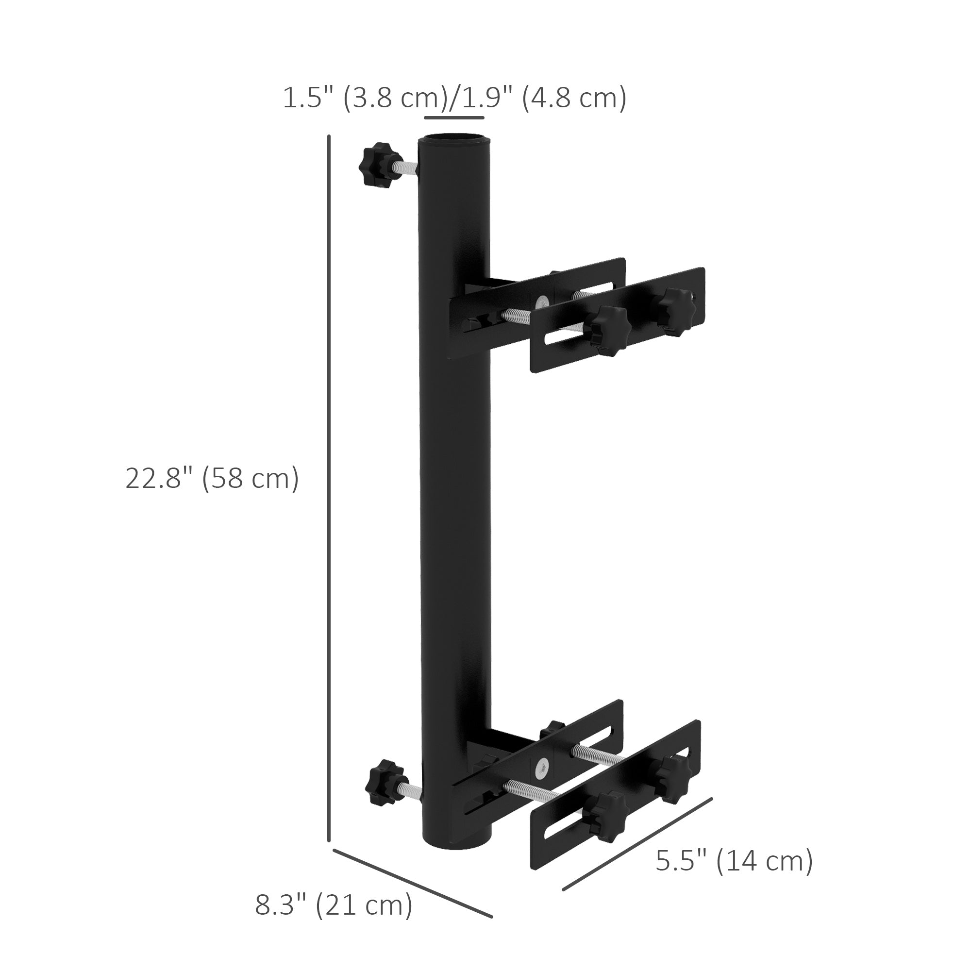 Patio Umbrella Holder Stand for Deck Railing, Umbrella Deck Mount Bracket with Adjustable Clamps, Black Umbrella Bases at Gallery Canada