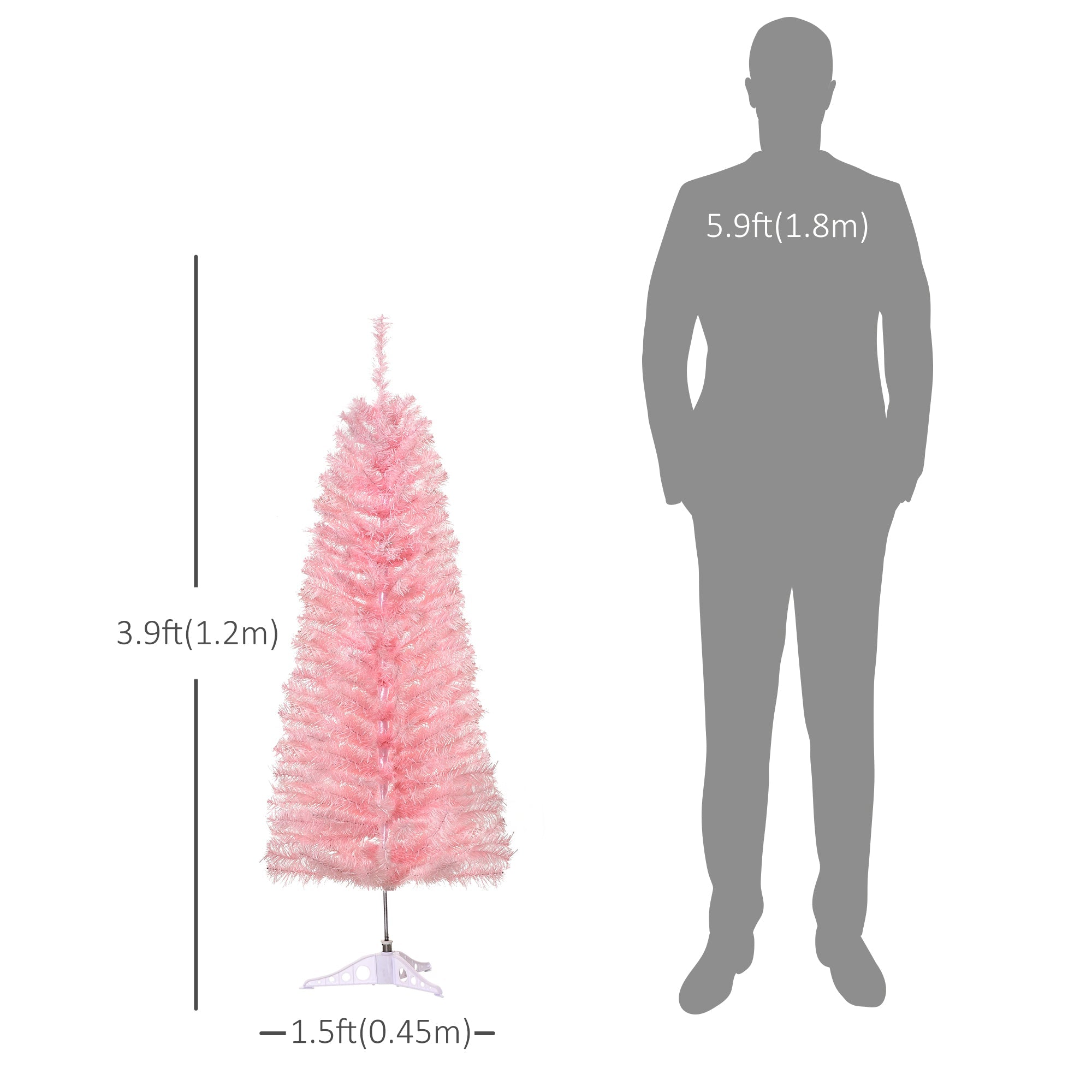 4FT Artificial Christmas Tree Holiday Xmas Holiday Pencil Tree Decoration with Automatic Open for Home Party, Pink Artificial Christmas Trees   at Gallery Canada