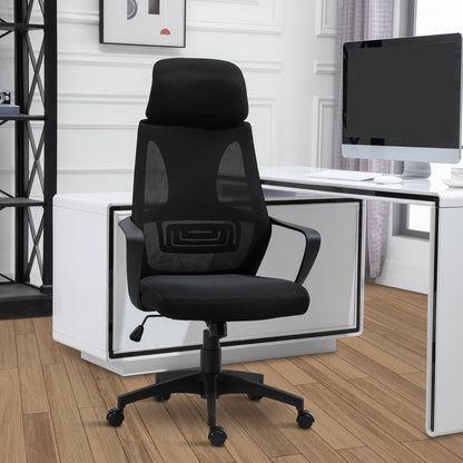 Breathable Office Chair with 2D Adjustable Headrest, Arm, Wheel, Mesh High Back Desk Chair, Black Task Chairs   at Gallery Canada