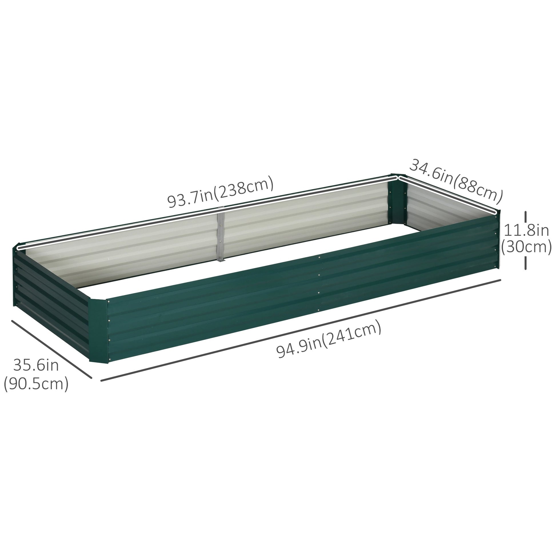 95" x 36" x 12" Galvanized Raised Garden Bed, Metal Elevated Planter Box for Growing Flowers, Herbs, Succulents, Green Galvanized Planter Boxes Green  at Gallery Canada