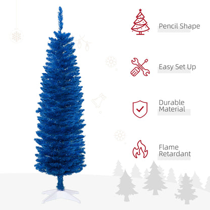 5ft Pencil Christmas Trees, Artificial Christmas Tree for Xmas Holiday Decor, Deep Blue Pencil Christmas Trees   at Gallery Canada