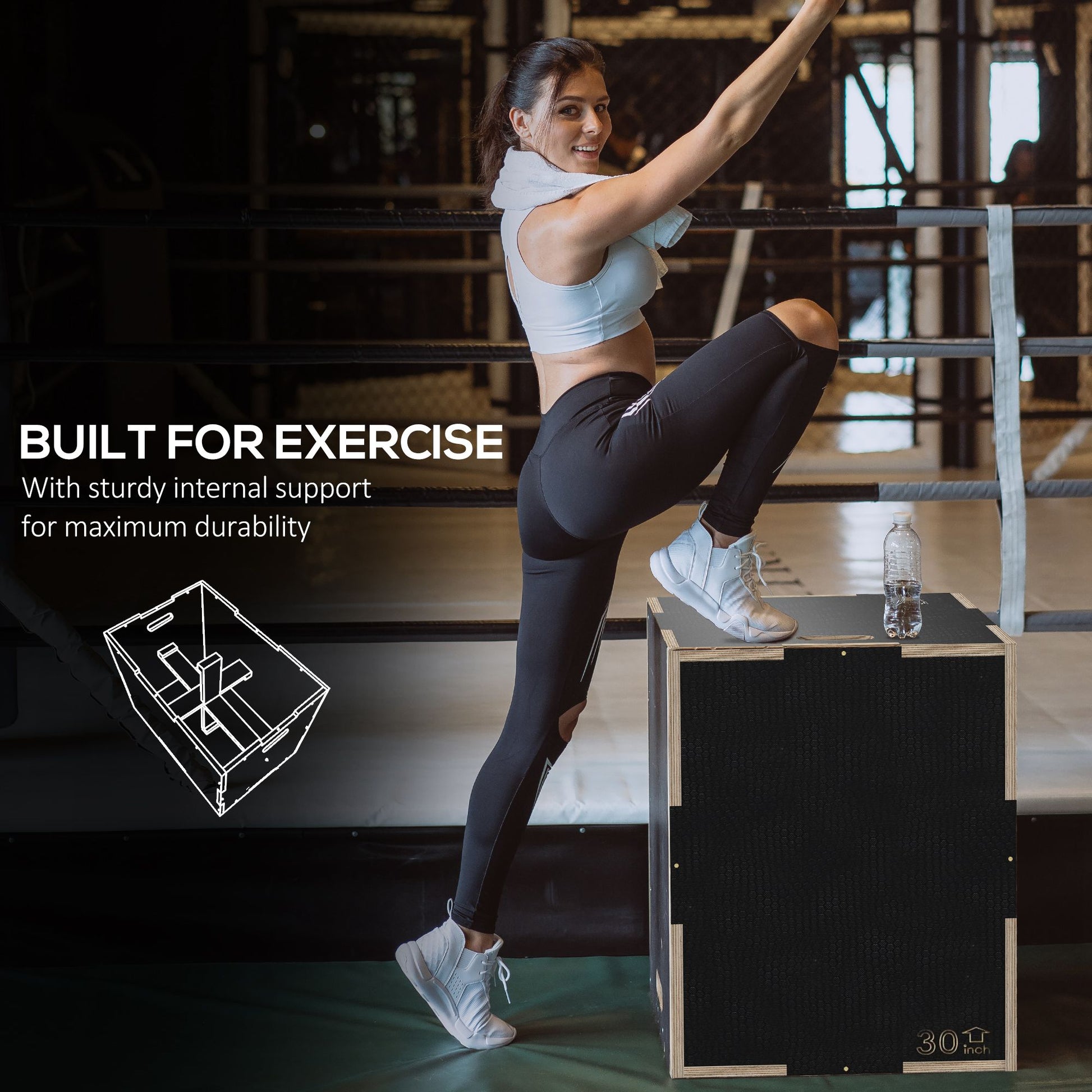 30/24/20 In Wooden Plyometric Jump Box with Handle Openings for Home Gym Workout Training More-Strength Training Equipment   at Gallery Canada