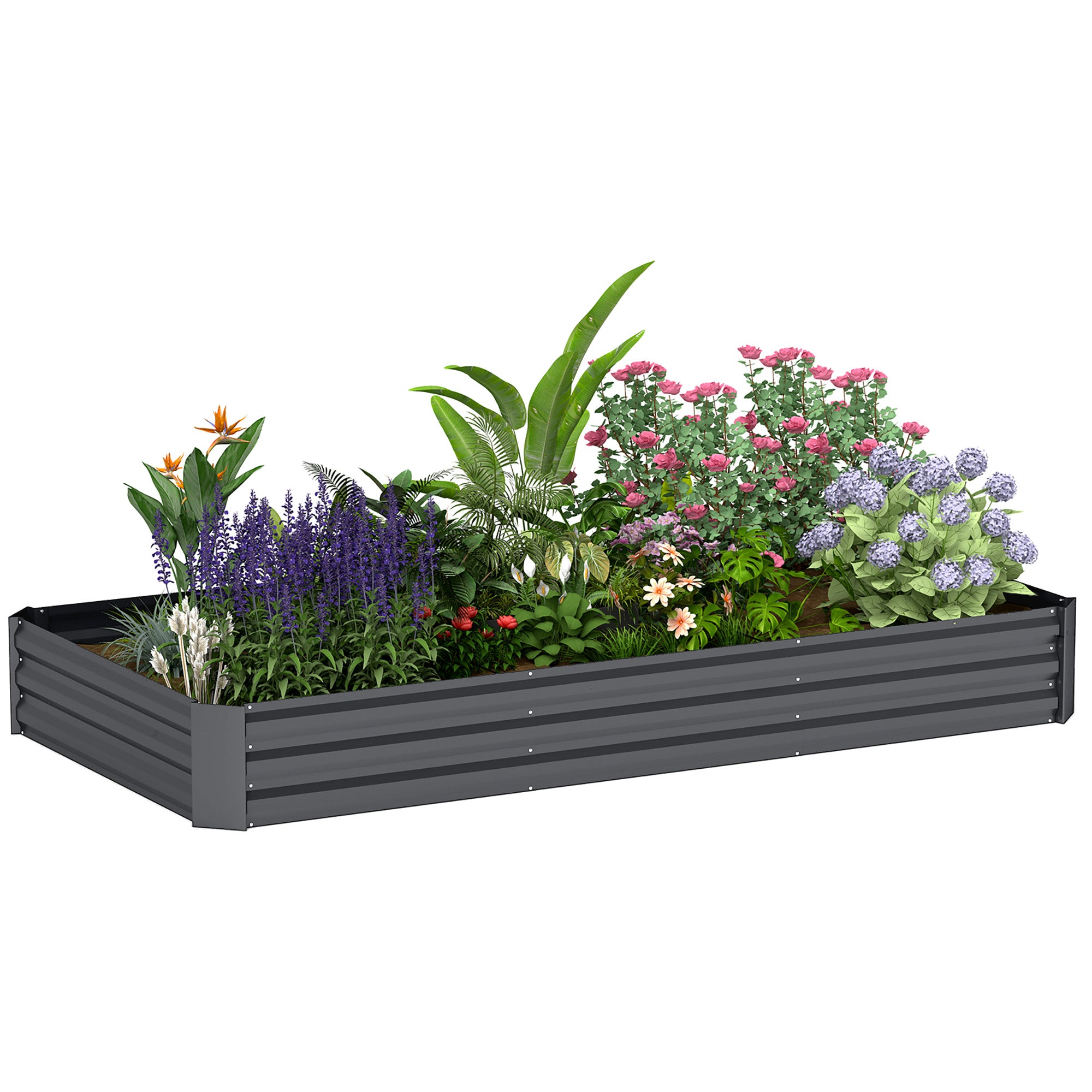 Galvanized Raised Bed, 8' x 4' x 1' Metal Planter Box, Outdoor Garden Box with Open Bottom for Flower Herb Vegetable Raised Garden Beds at Gallery Canada