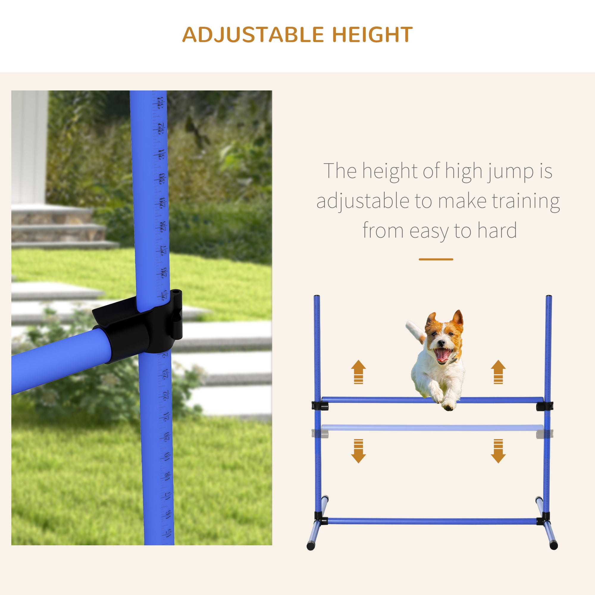 Set of 6 Dog Agility Training Equipment Adjustable Jump Bar Pet Exercise Kit with Carrying Bag (Blue) Dog Agility Training Equipment at Gallery Canada