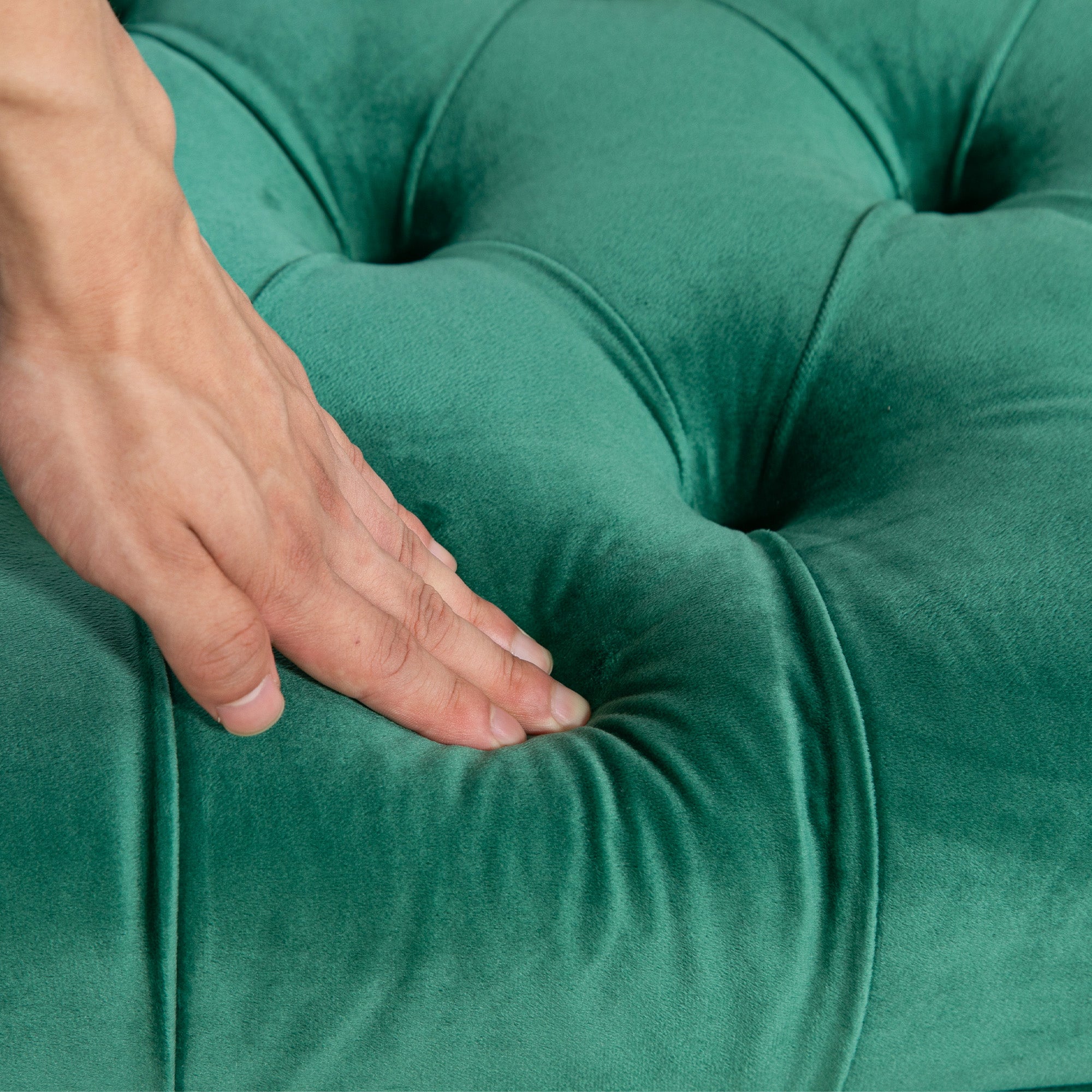 End of Bed Bench, Upholstered Bench, Entryway Shoe Bench with Button Tufted for Living Room, Bedroom, Dark Green Storage Ottomans & Benches at Gallery Canada