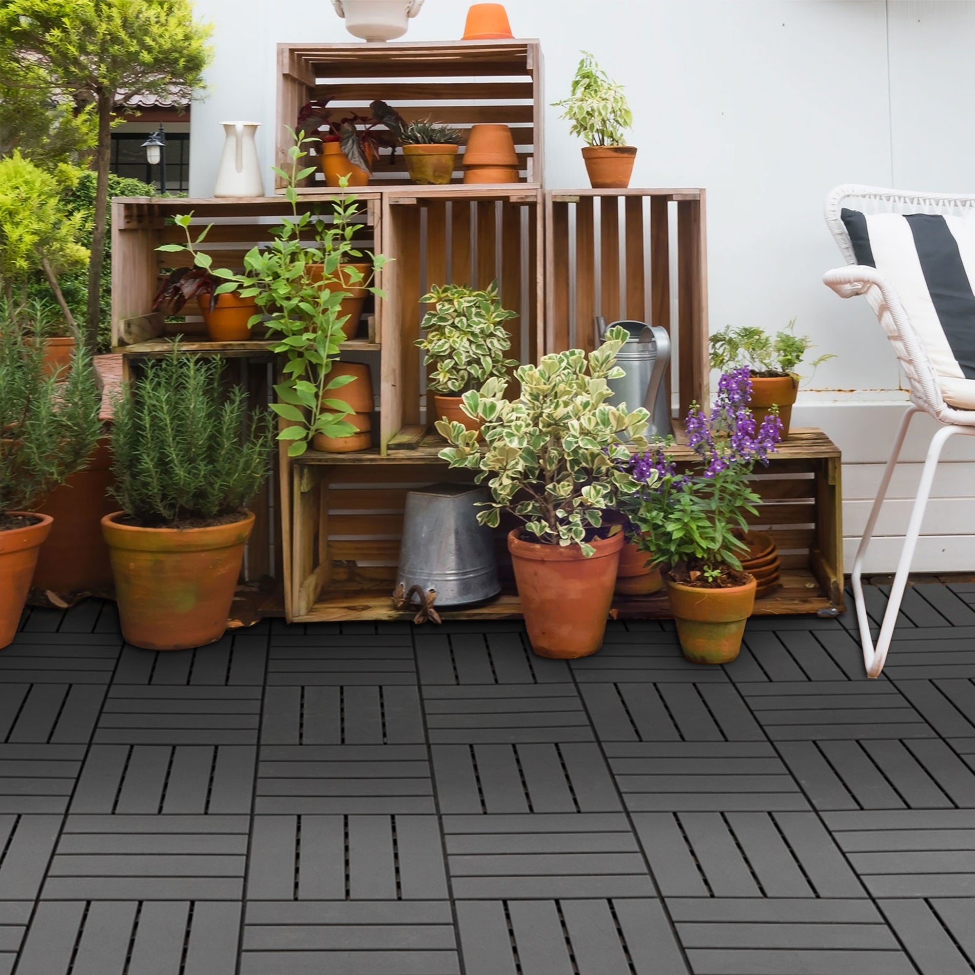 9 Pcs PP Interlocking Composite Deck Tile, 12