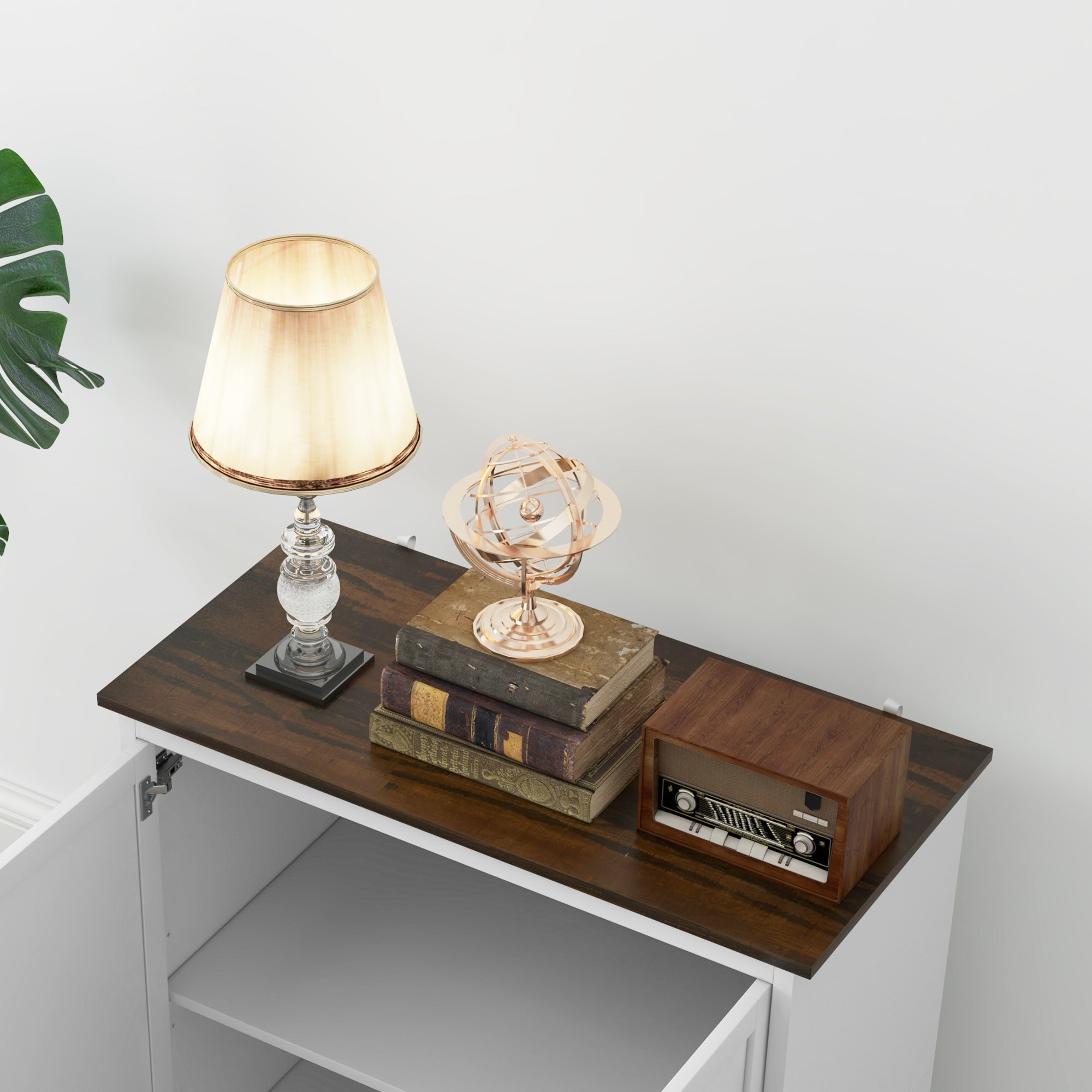 Kitchen Sideboard, Modern Storage Cabinet with Beadboard Doors and Adjustable Shelf for Dining Room, White Storage Cabinets   at Gallery Canada