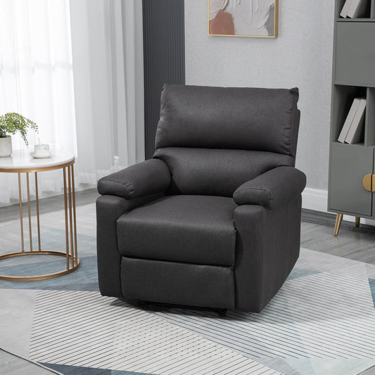 Recliner Chair, Manual Reclining Chair with Footrest, Padded Seat for Living Room, Bedroom, Study, Dark Grey Single Sofas Dark Grey  at Gallery Canada