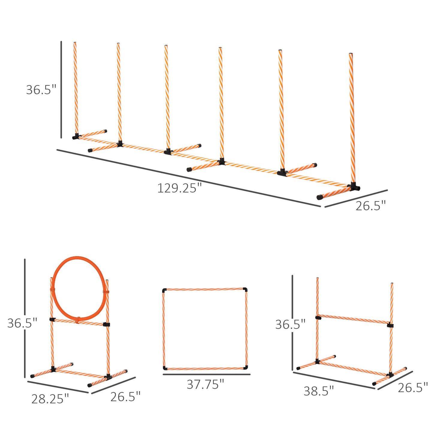 Portable 4PC Dog Agility Training Set with Adjustable Hurdles and Jump Ring, Orange Dog Agility Training Equipment   at Gallery Canada