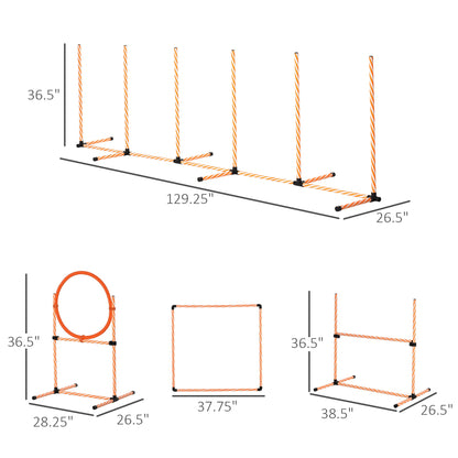 Portable 4PC Dog Agility Training Set with Adjustable Hurdles and Jump Ring, Orange Dog Agility Training Equipment   at Gallery Canada